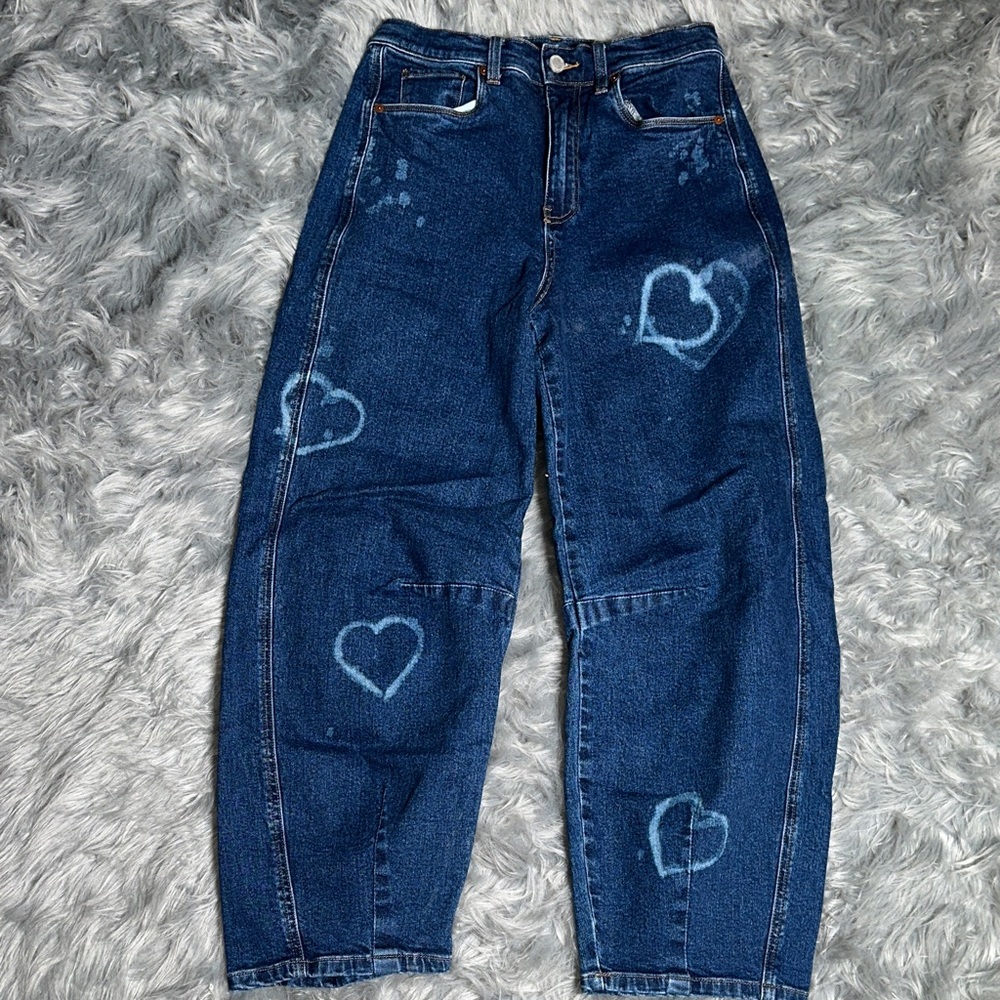 Blank NYC Blue Heart Patterned Boyfriend Jeans